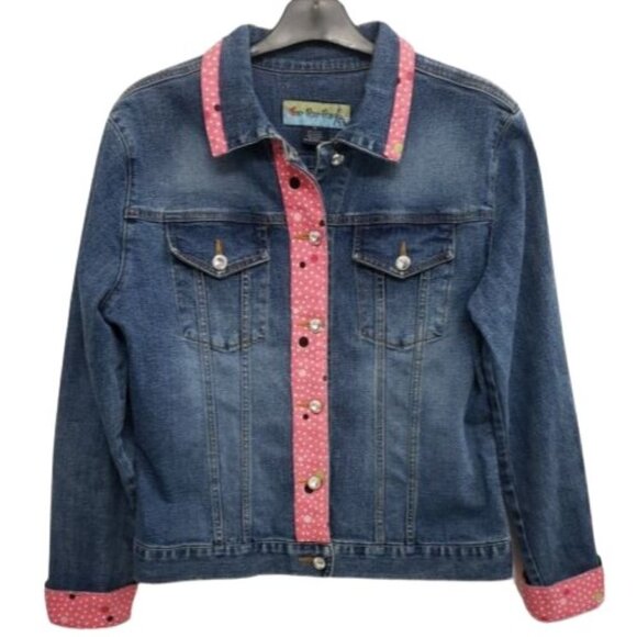 Too-She-She Emboidered Denim Jacket Women's Sz M - Picture 1 of 6